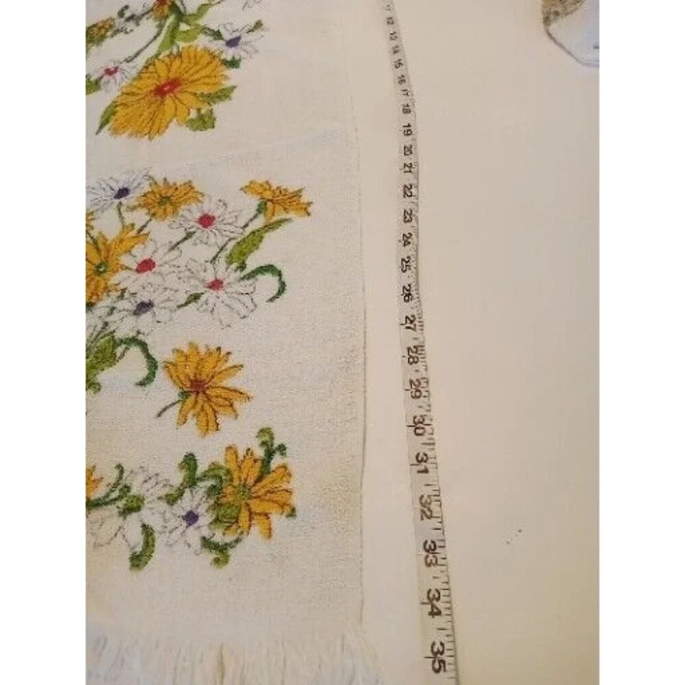 2 Vintage‎ Bath Towels Orange Yellow Floral 60s 70s Cone Made in USA